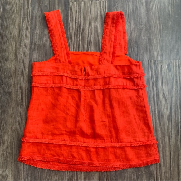 J.Crew Orange Fringe Linen Top - Picture 3 of 13
